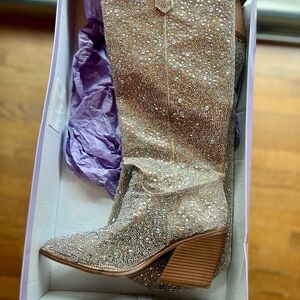 Madden Girl Glitter Rhinestone Heeled Boots